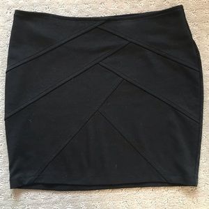 Black mini skirt with crisscross detailing